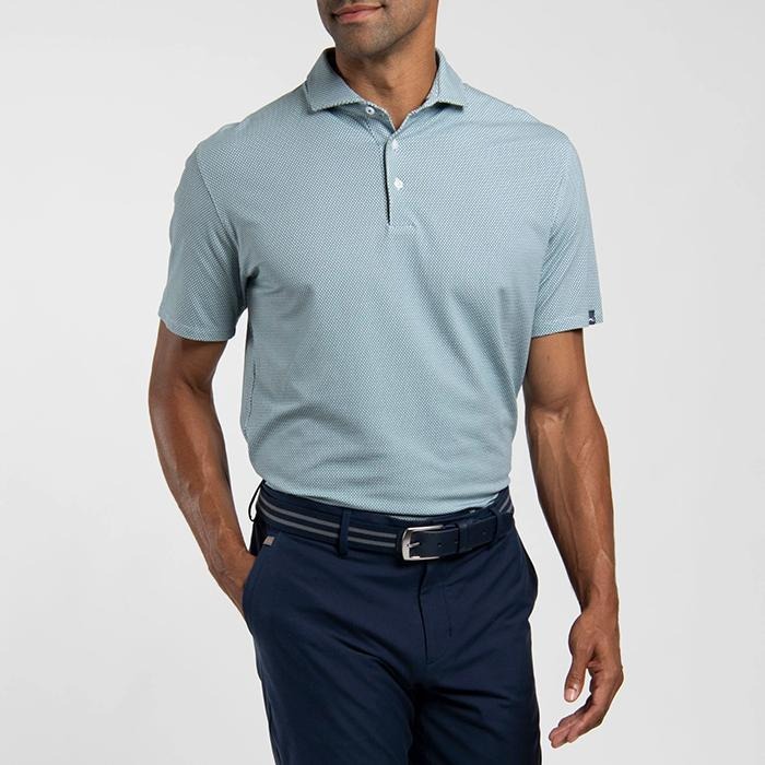 Men Hollow Pima Print Polo S/S